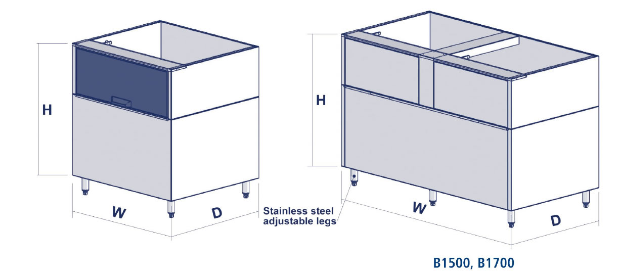 Ice Storage Bins Dimensions B1500 B1700